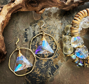 Dalia Crystal Pyramid Earrings