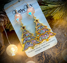 Gold Trimmed Christmas Tree Earrings