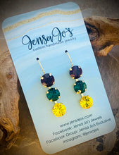 Triple multicolor crystal drop earrings
