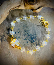 Gold beaded chain crystal bracelet
