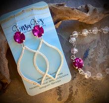 Silver marquise earrings & bracelet set