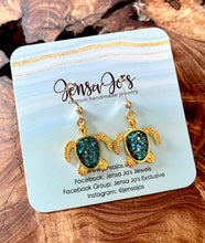 Glittered Sea Turtle & Shell Earrings