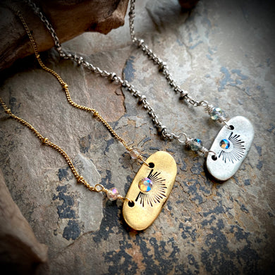 Eliza Stamped Crystal Necklace