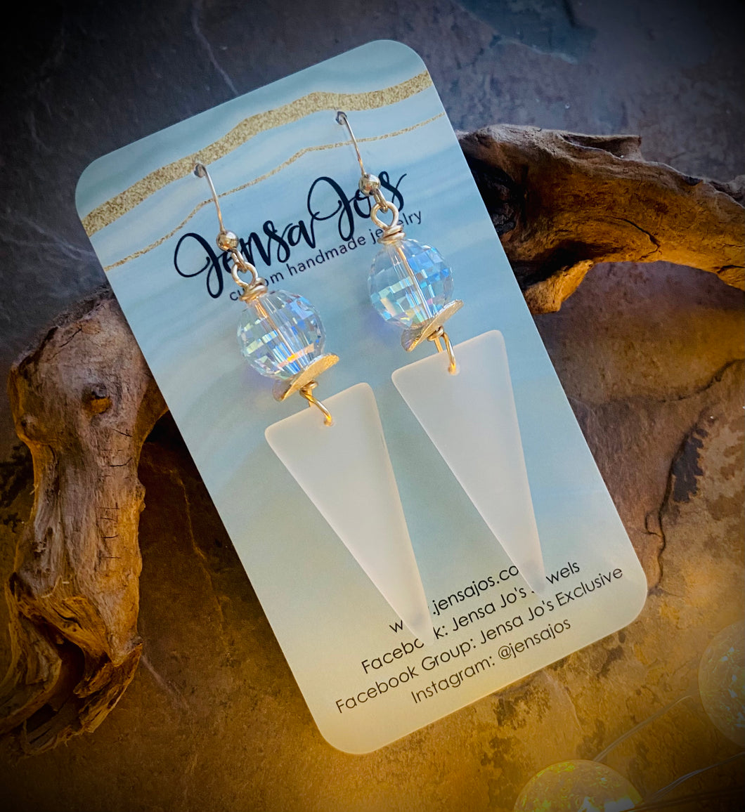 White spike crystal earrings