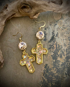 Georgina Glitter Cross Earrings