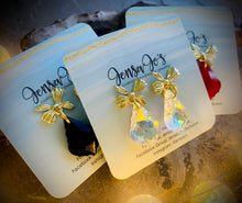 Bow stud crystal drop earrings