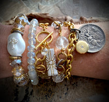 Tinsley Cross Pearl Bracelet- Mixed