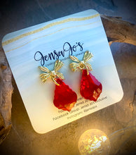 Bow stud crystal drop earrings