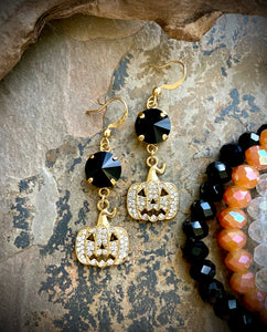 Rhinestone Jack o’ Lantern Earrings