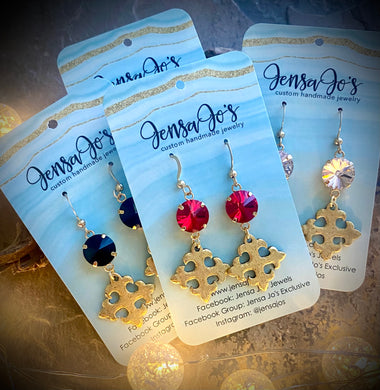 Celtic cross crystal earrings