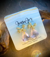 Bow stud crystal drop earrings