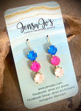 Triple multicolor crystal drop earrings