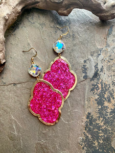 Ultra Pink Glitter Earrings
