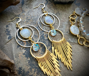 Sienna Moonstone Fringe Earrings