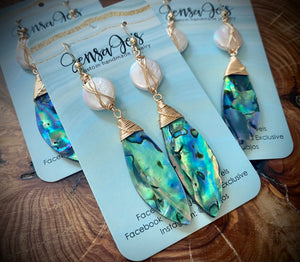 Naomi Abalone & Pearl Earrings