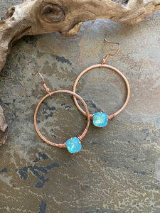 Copper & Crystal Hoop Earrings