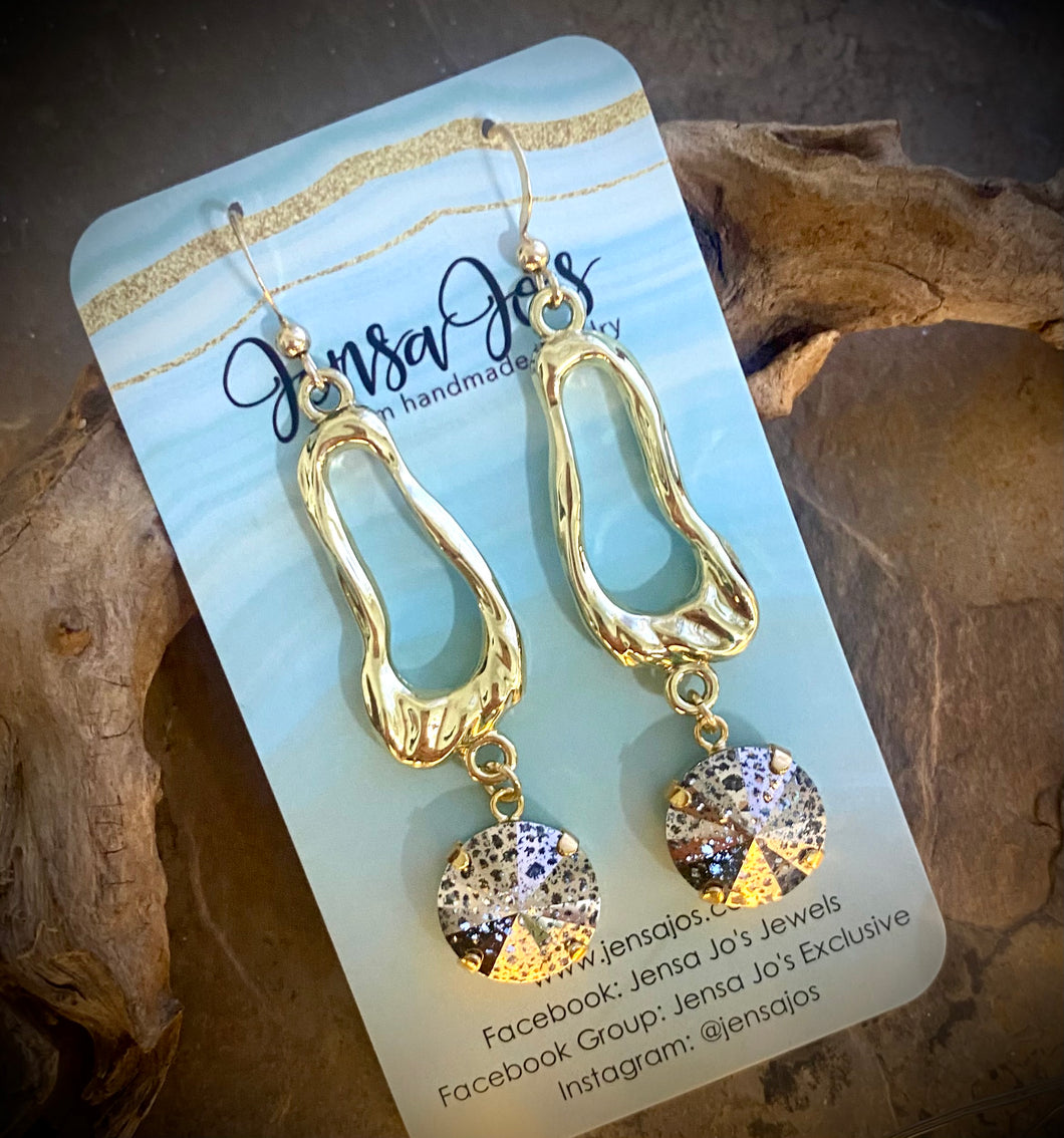 Rose gold patina crystal drop earrings