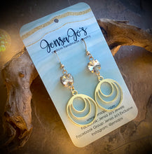 Gold triple hoop crystal earrings