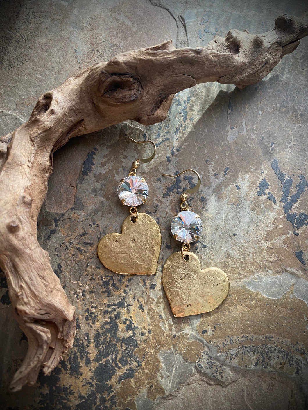 Gold Boho Glam Heart Earrings