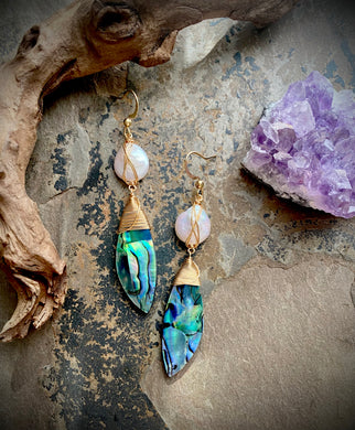 Naomi Abalone & Pearl Earrings