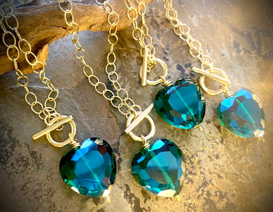 Emerald Crystal Heart Necklace