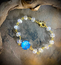 Gold beaded chain crystal bracelet