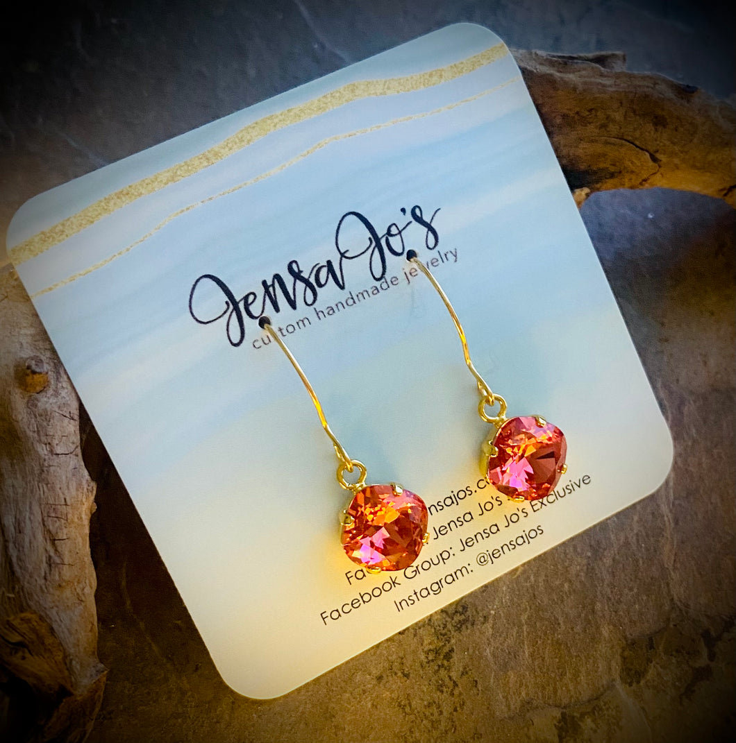 Square crystal drop earrings