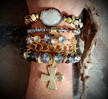 Micah Fleur Stamped Cross Bracelet