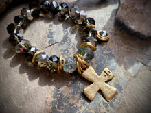 Micah Fleur Stamped Cross Bracelet