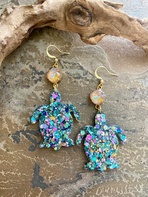 Glitter Sea Turtle Earrings