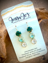 Triple multicolor crystal drop earrings