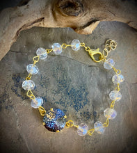 Gold beaded chain crystal bracelet