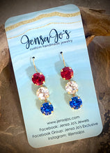 Triple multicolor crystal drop earrings