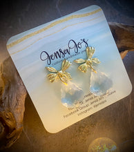 Bow stud crystal drop earrings