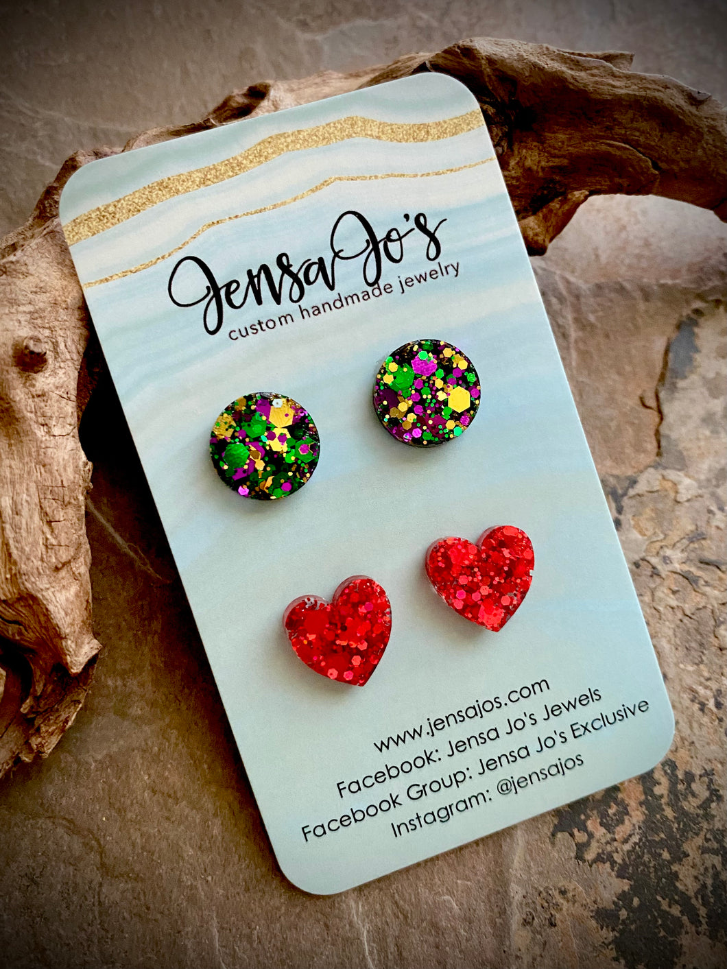 Mardi & Heart Stud Set