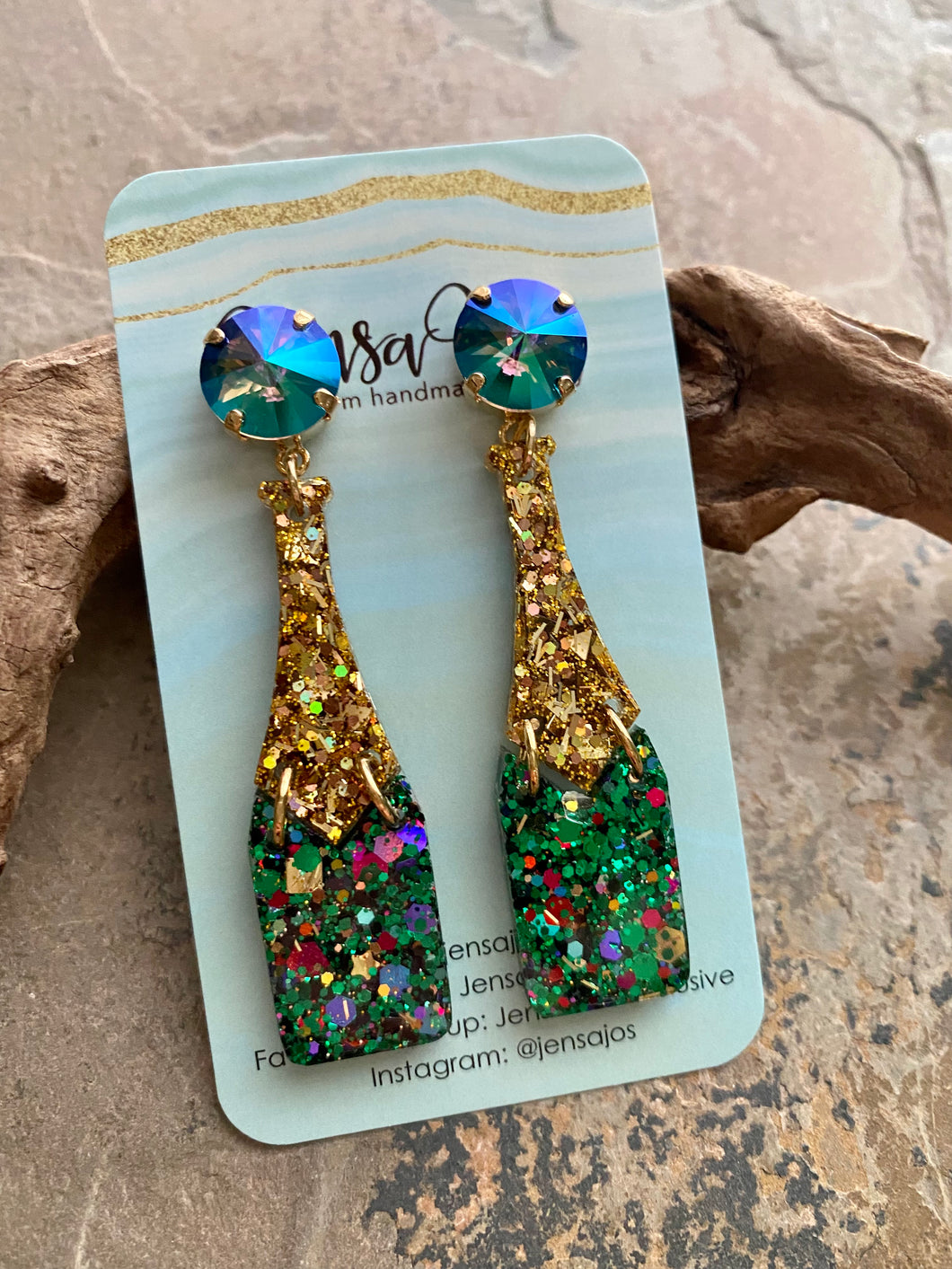 Mardi Gras Champagne Earrings