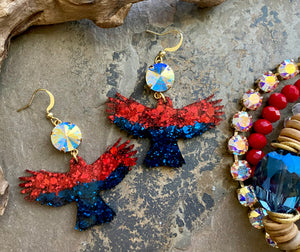 Red & Navy Hawk Earrings