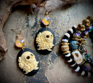 Samara Skull Cameo Earrings