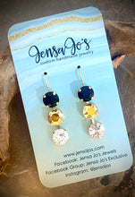 Triple multicolor crystal drop earrings