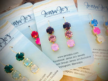 Triple multicolor crystal drop earrings