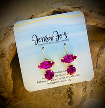 Navette/8mm crystal drop earrings