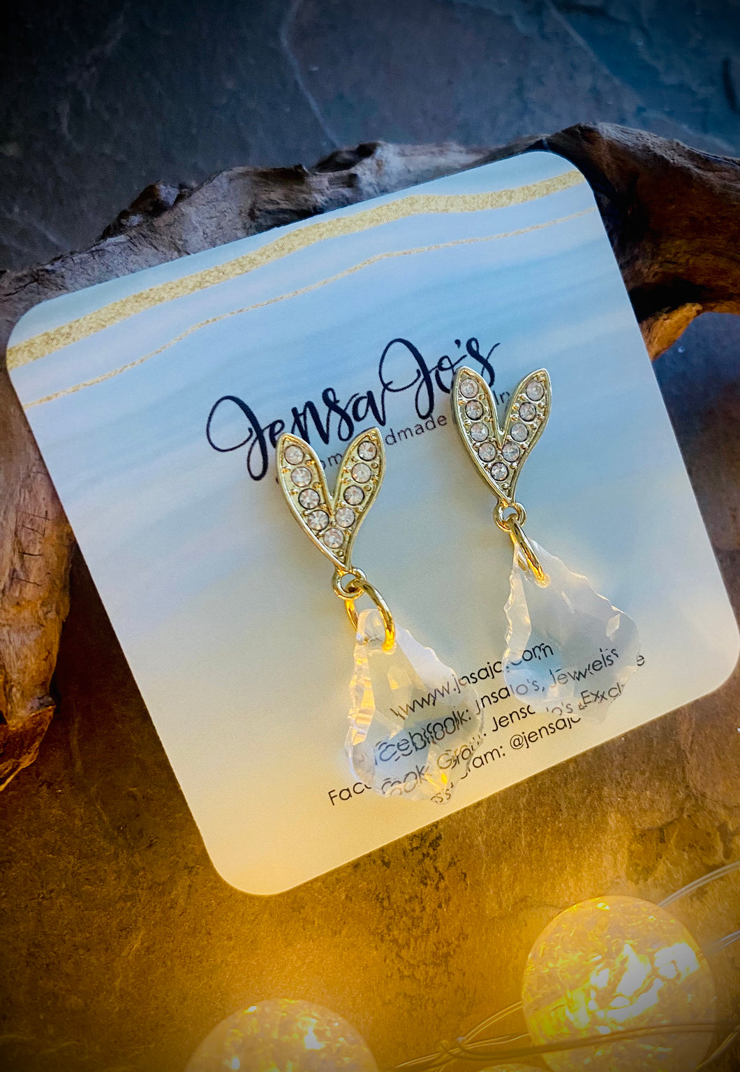 Crystal heart stud crystal drop earrings