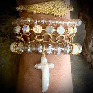 Sophie Pearl Cross Bracelet
