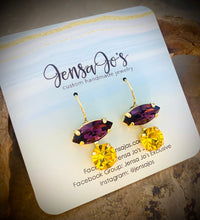 Navette/8mm crystal drop earrings