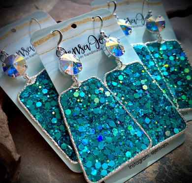 Tyler Turquoise Glitter Earrings
