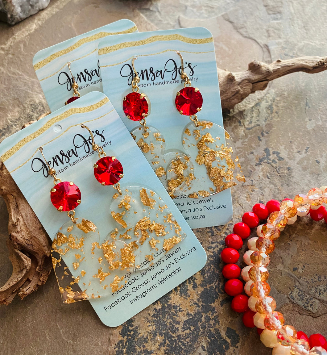 Gold Flake Heart Earrings