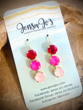 Triple multicolor crystal drop earrings