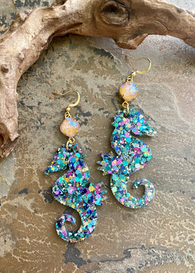 Glitter Seahorse Earrings