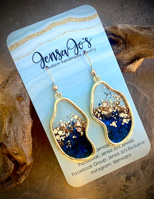 Navy & gold glitter earrings