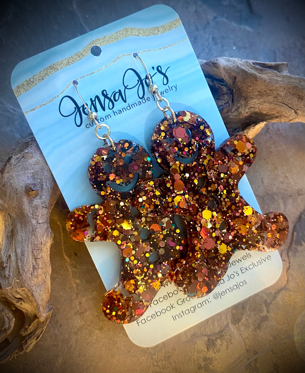 Glitter gingerbread earrings